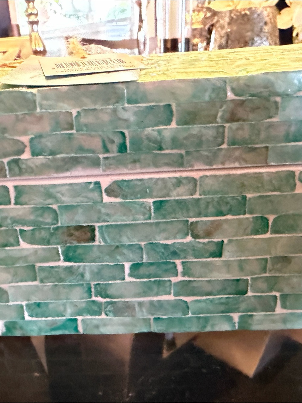 Turquoise Decorative Storage Box with Shell Tile Pattern - Picture 2 of 6